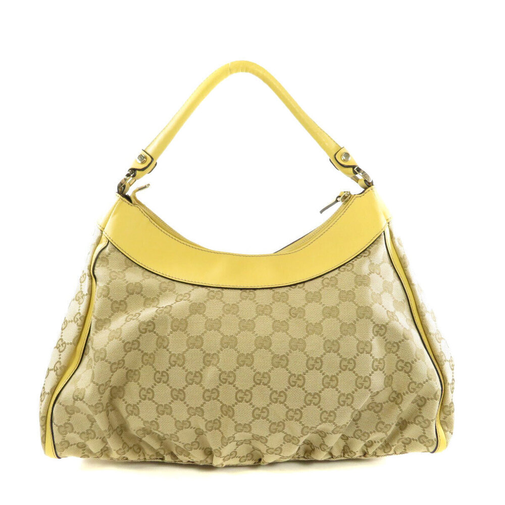 Gucci yellow Abbey canvas Ring GG monogram Hobo beige bag